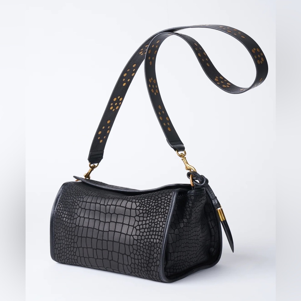 kempton and co black croco ella bag - black